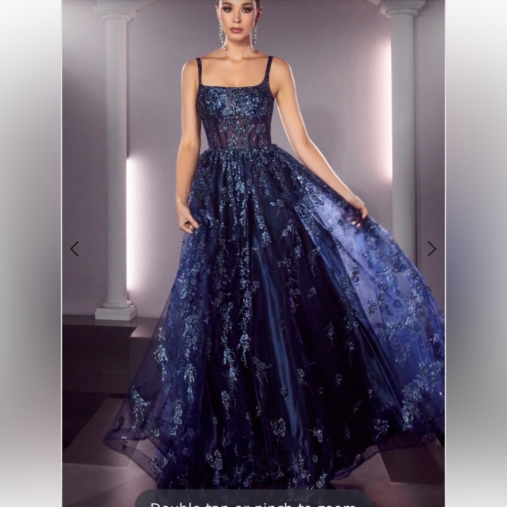 Formal Prom Navy A Line Square Neck Dress J840